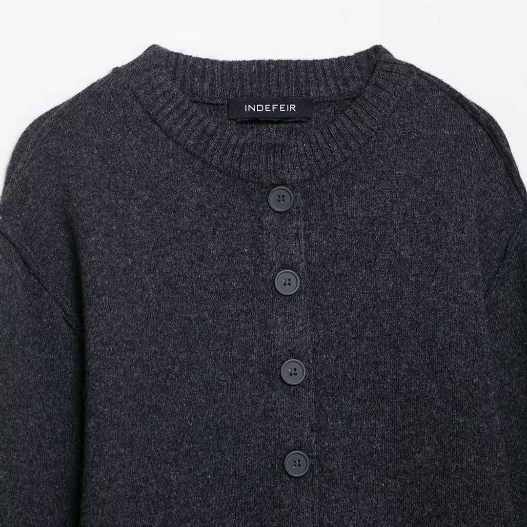 Ladies comfortable knit cardigan with stylish contrasting sleeves Lune London