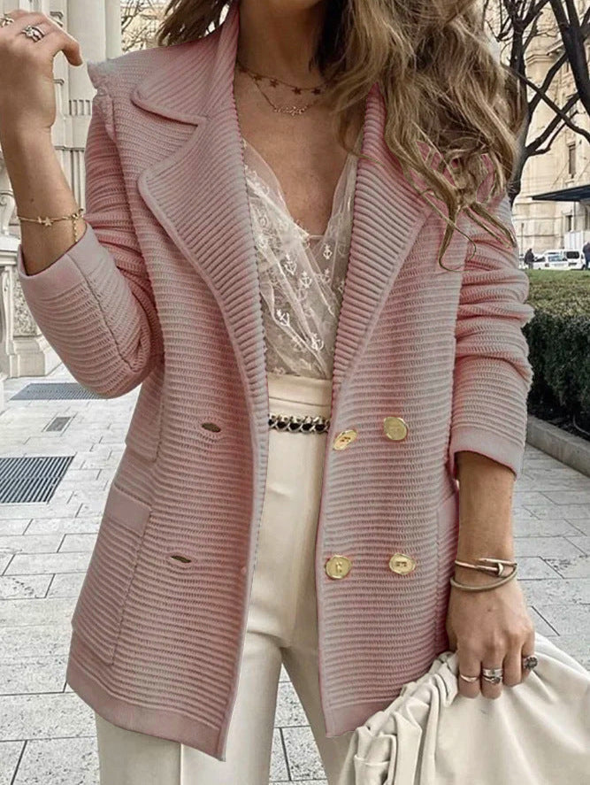 Wool blazer for women with double-breasted buttons and structured design Lune London