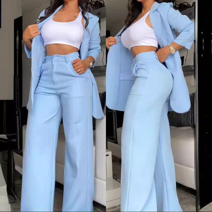 Ladies Elegant wide pants and fitted blazer Set Lune London