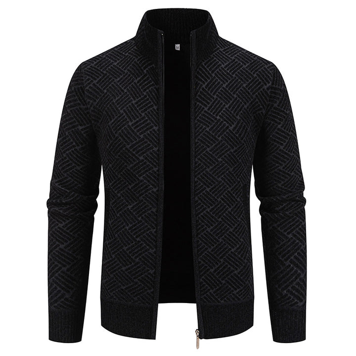 Men's knit jacket with modern plaid pattern Lune London