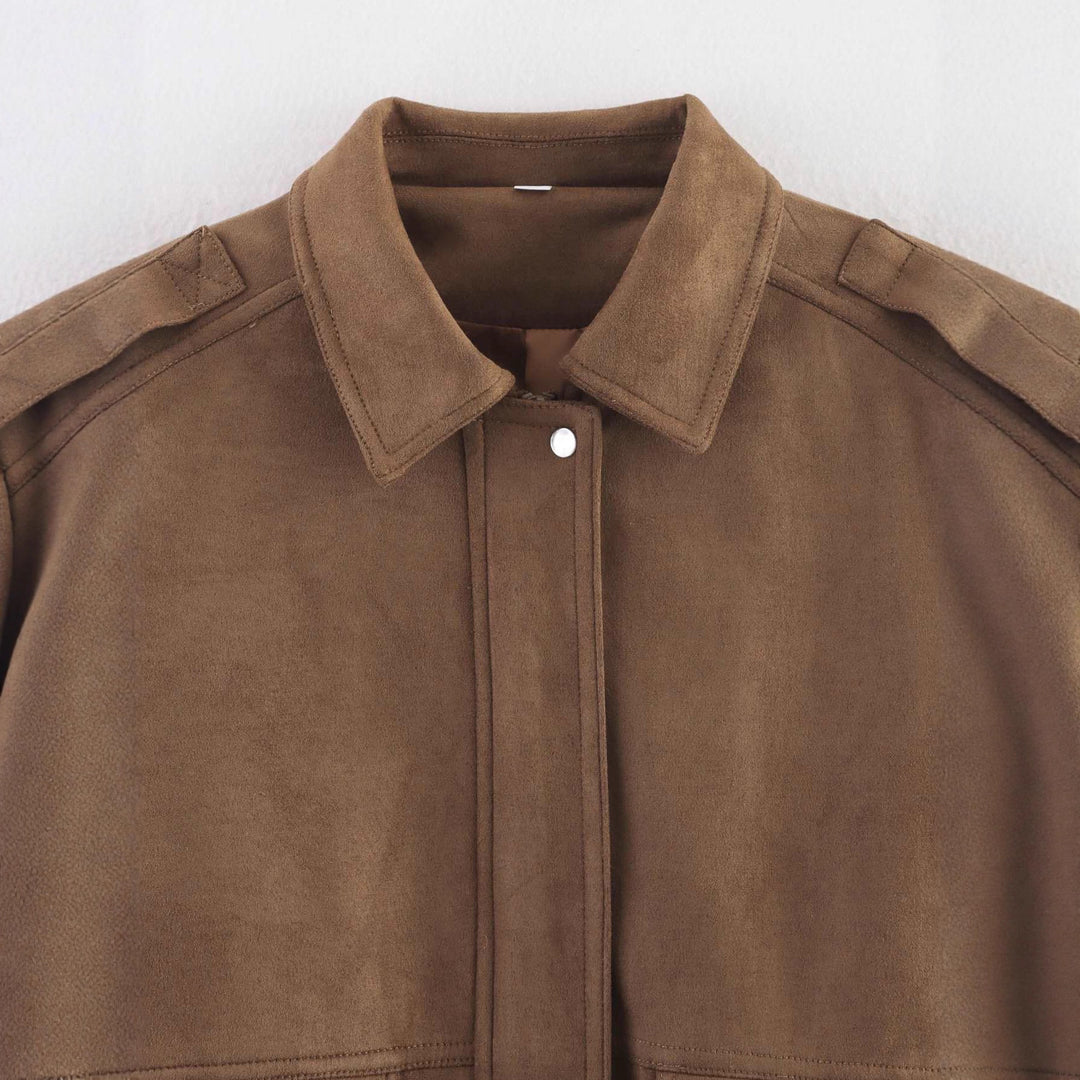 Casual oversized faux leather jacket for women with practical pockets Lune London