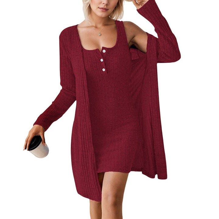 Robe tricotée décontractée pour femmes avec cardigan ouvert Chic & Stil