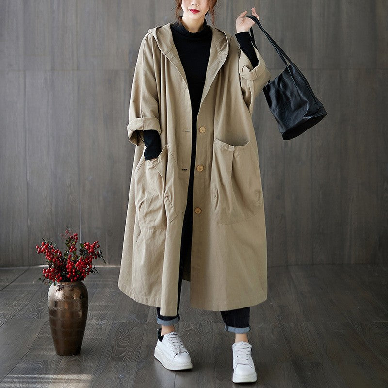 Oversized hooded coat for women with practical pockets Lune London