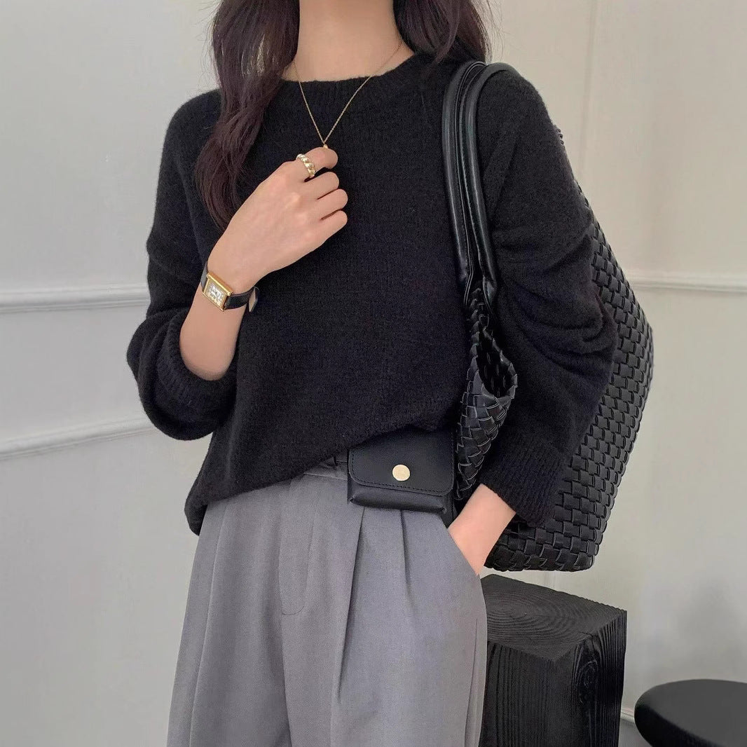 Ladies Casual Knitted Sweater with High Collar and Voluminous Sleeves Lune London