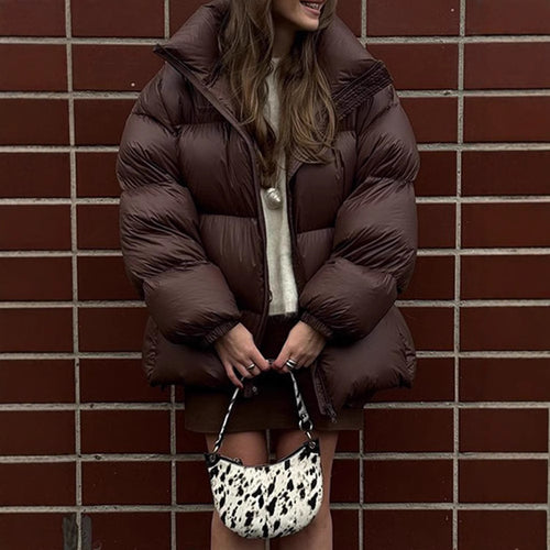 Oversized women's down jacket with high collar and pockets Lune London