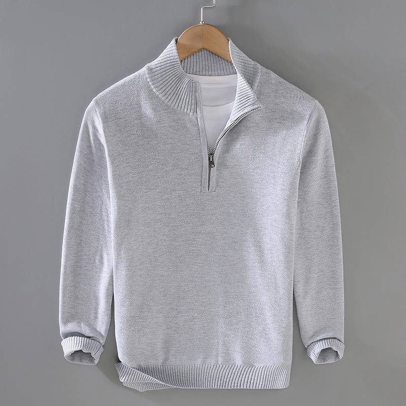 Comfortable men's sweater with modern high collar and discreet zip opening Lune London