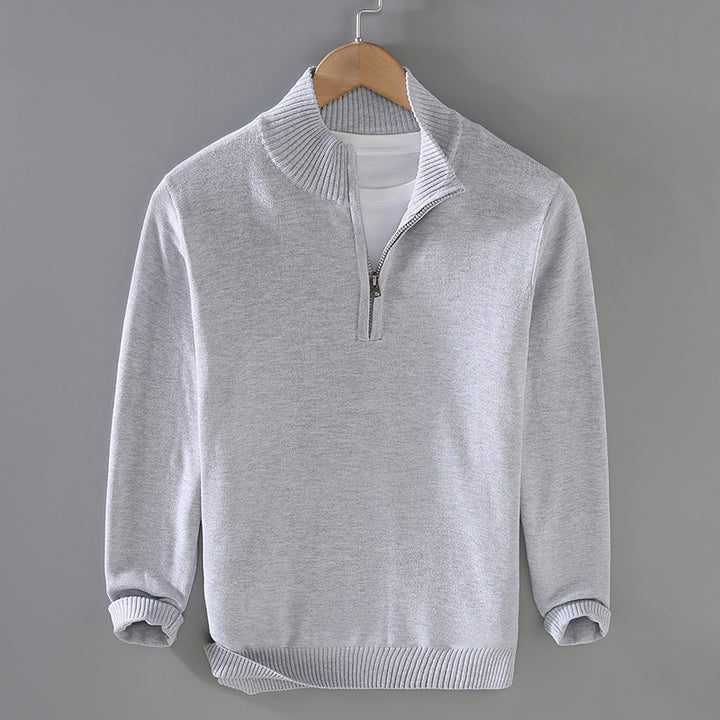 Comfortable men's sweater with modern high collar and discreet zip opening Lune London