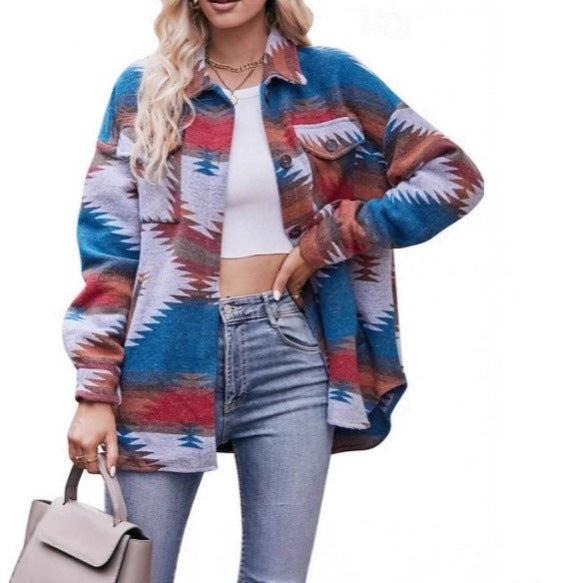 Oversized blouse jacket for women with decorative pattern Lune London