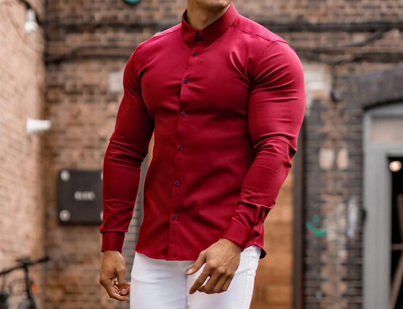 Fitted long sleeve shirt for men with modern collar and stylish button details Lune London