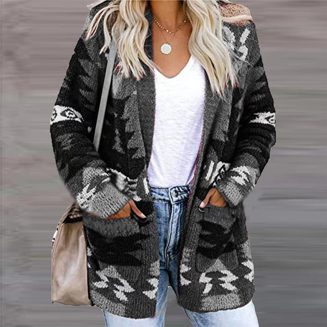 Women's knit jacket with asymmetrical pattern Lune London
