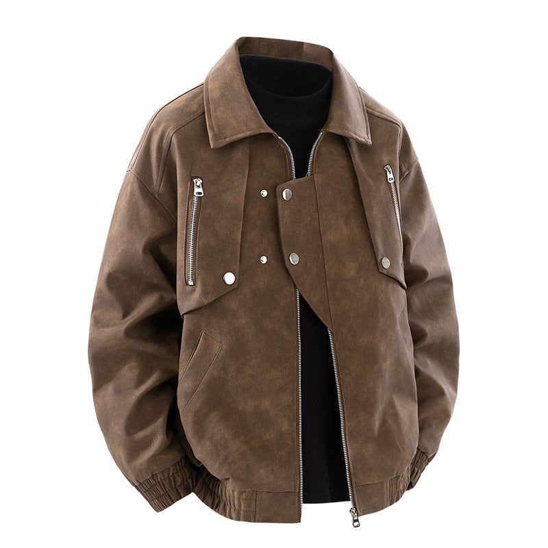 Men's oversized faux leather jacket with practical pockets Lune London