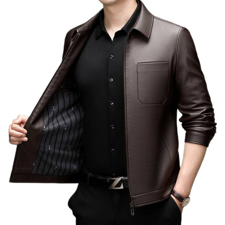 Men's faux leather jacket with modern cut and practical pockets Lune London