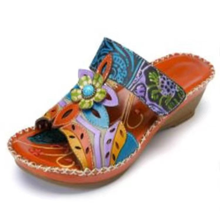 Comfort sandals for women with floral design and cushioned insole Lune London