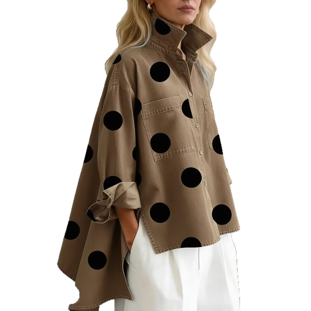 Women's Fashion Shirt Blouse with Extravagant Dots and Practical Pockets Lune London