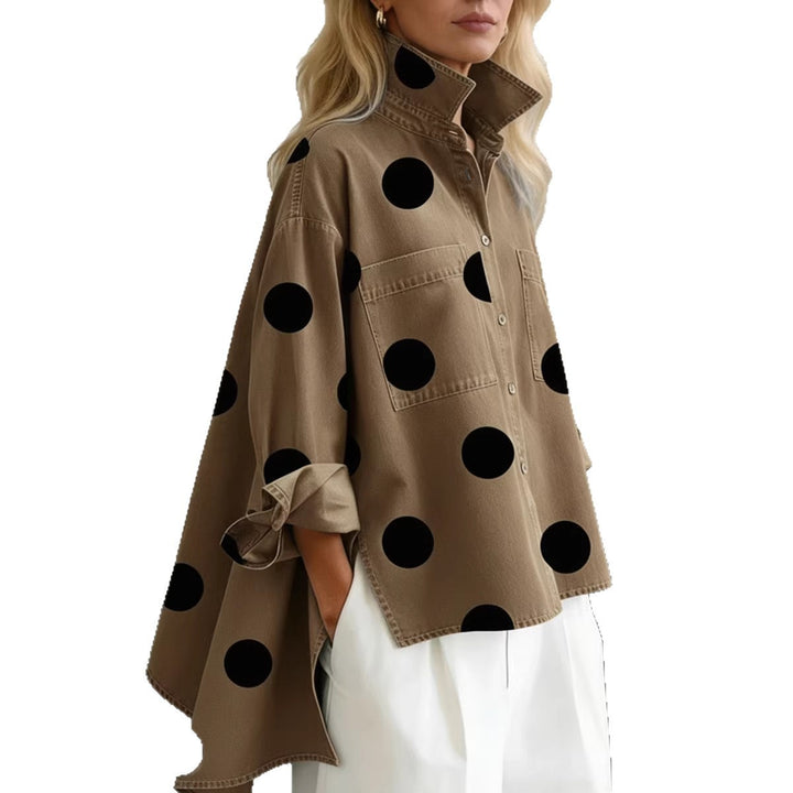Women's Fashion Shirt Blouse with Extravagant Dots and Practical Pockets Lune London