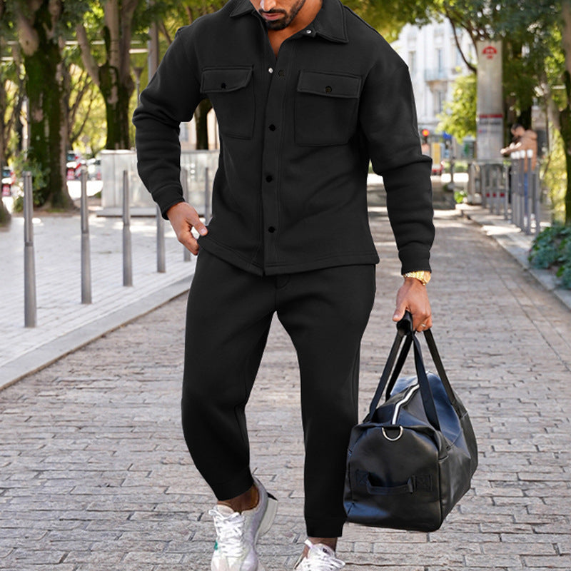 Trendy leisure suit for men with practical pockets and high collar Lune London