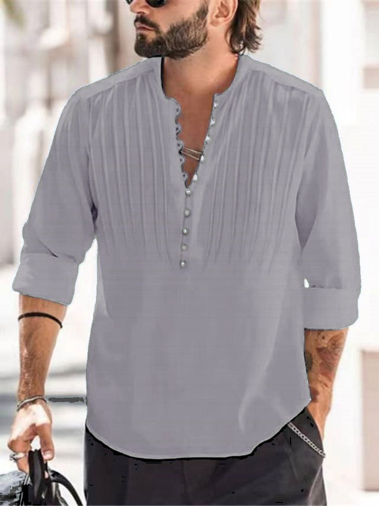 Man Elegant Buttoned Pleated Shirt Lune London