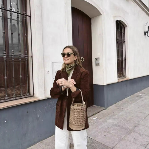 Fashionable suede jacket for women with an elegant cut and practical pockets Lune London
