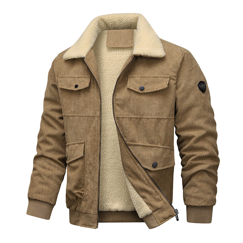 Corduroy jacket lined for men with practical cut and teddy lining Lune London