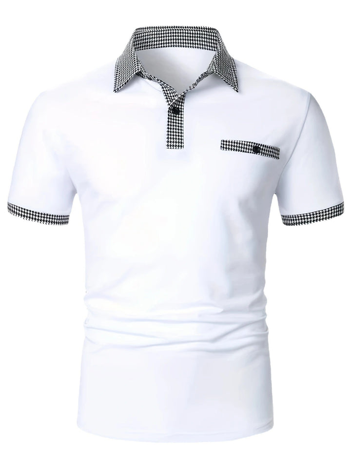 Stylish short-sleeve polo shirt for men with a checkered accents Lune London