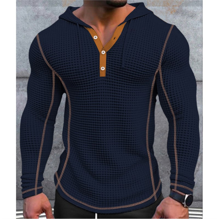 Stylish men's hoodie t-shirt with structured design and button placket Lune London