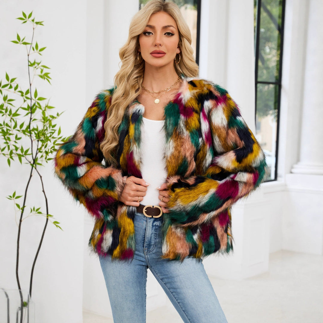 Lune London | Ladies' Fashionable Faux Fur Jacket with Eye-catching Pattern