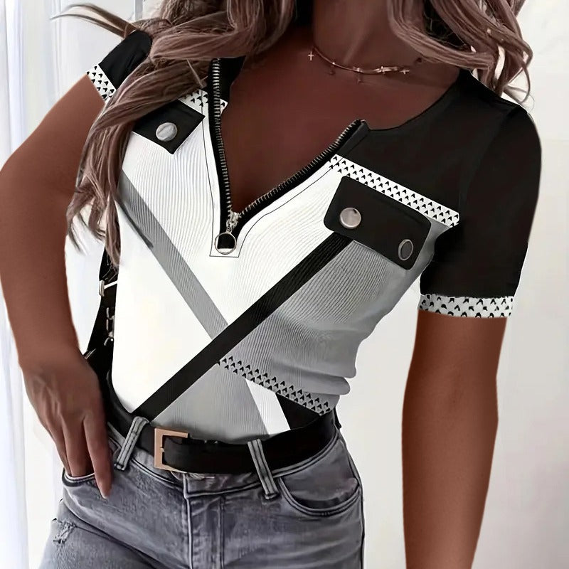 Women Trendy top with zipper and contrasting details Lune London