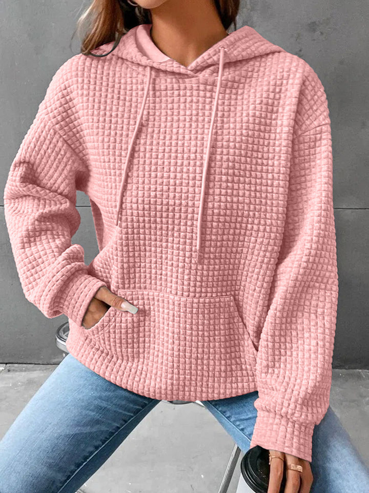 Haut en waffle pour femmes avec poche kangourou et coupe décontractée Chic & Stil