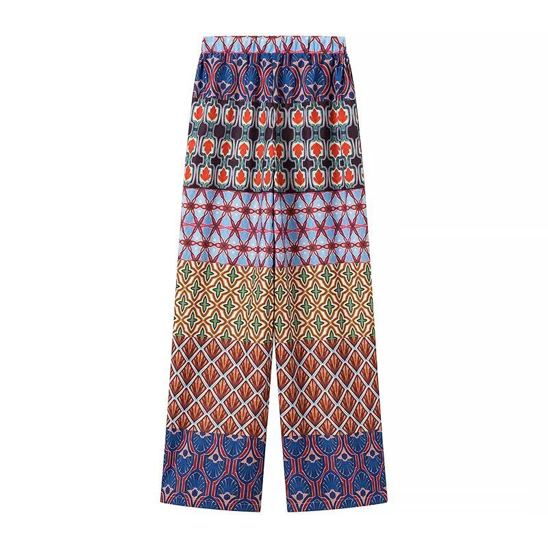 Wide printed pants for women with elastic waist and trendy design Lune London