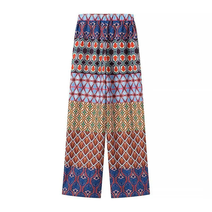 Wide printed pants for women with elastic waist and trendy design Lune London