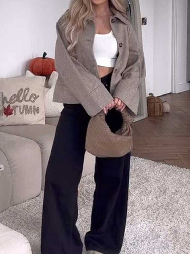 Ladies oversized trendy jacket with innovative collar Lune London
