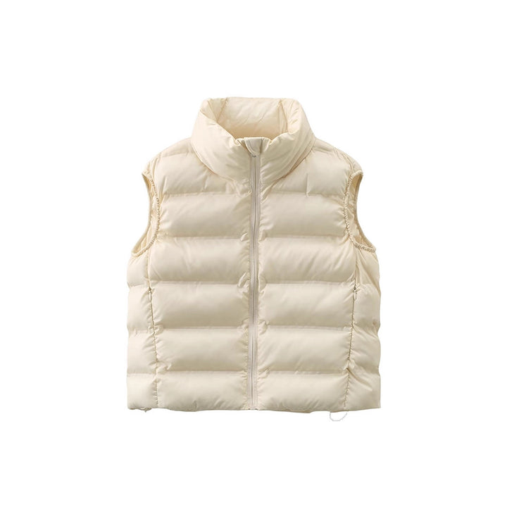 Quilted vest for women with high collar and decorative seams Lune London