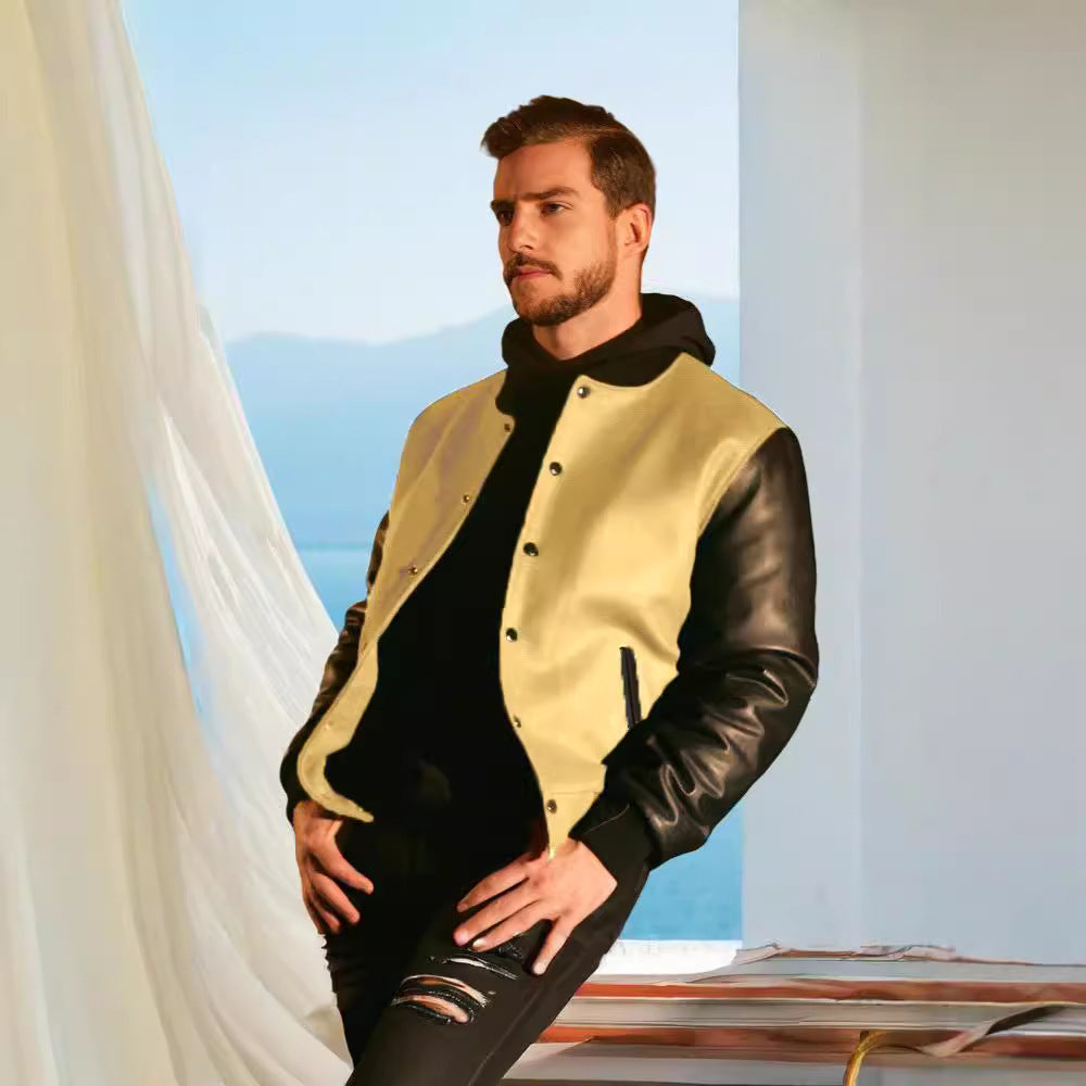 Men's leisure bomber jacket with contrast sleeves and practical pockets Lune London