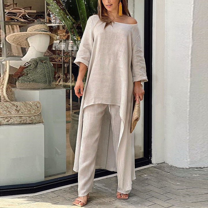 Ladies kaftan léger en deux pièces avec coupe asymétrique Chic & Stil