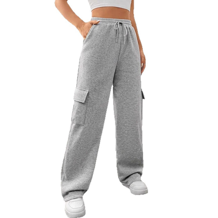 Lune London Women's Cargo Jogging Pants with Elastic Waist and Practical Side Pockets