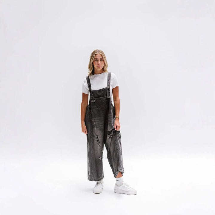 Women's Overalls with Fashionable Destroyed Details and Wide Fit Lune London