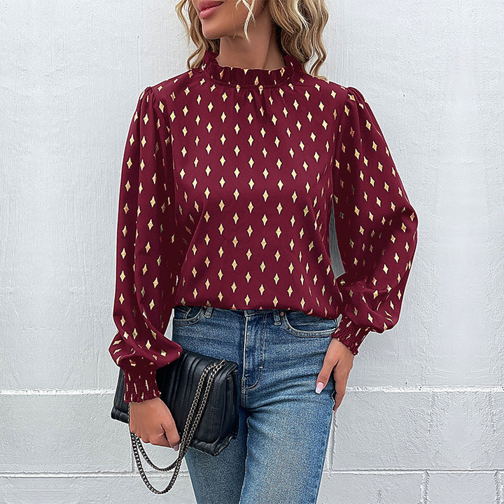 Women's blouse with high-quality print and generous puffed sleeves Lune London