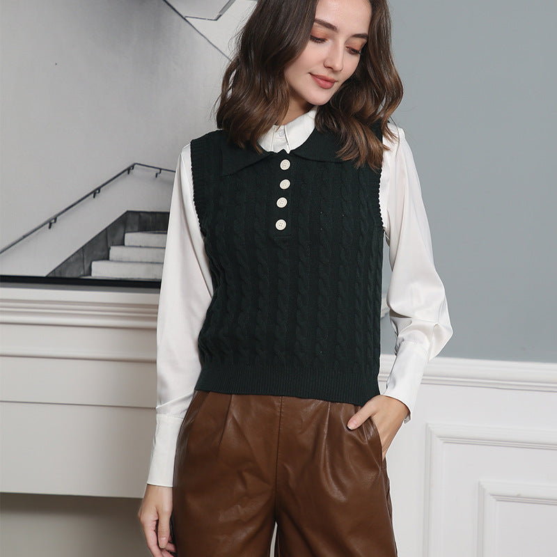 Women knitted tank top with Lune London collar
