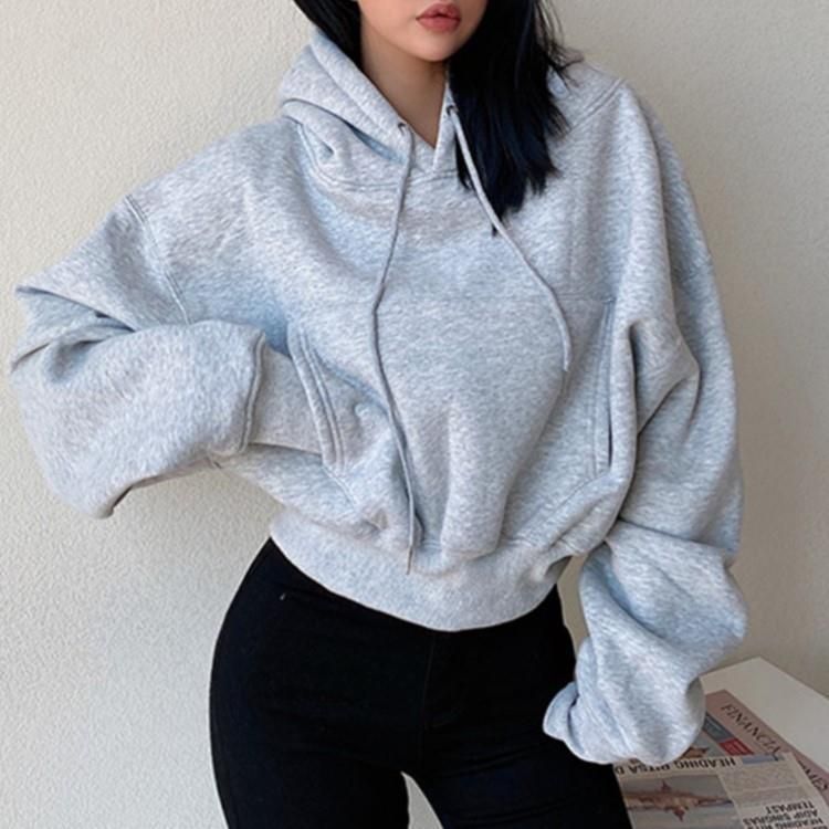 Ladies sweat-crop hoodie with kangaroo pocket Lune London