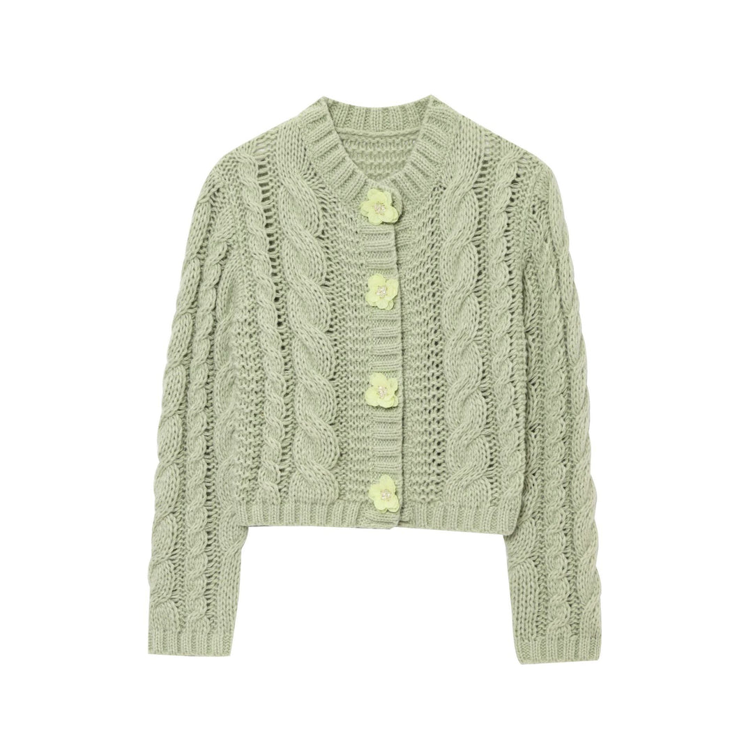 Ladies short knit cardigan with floral detail Lune London