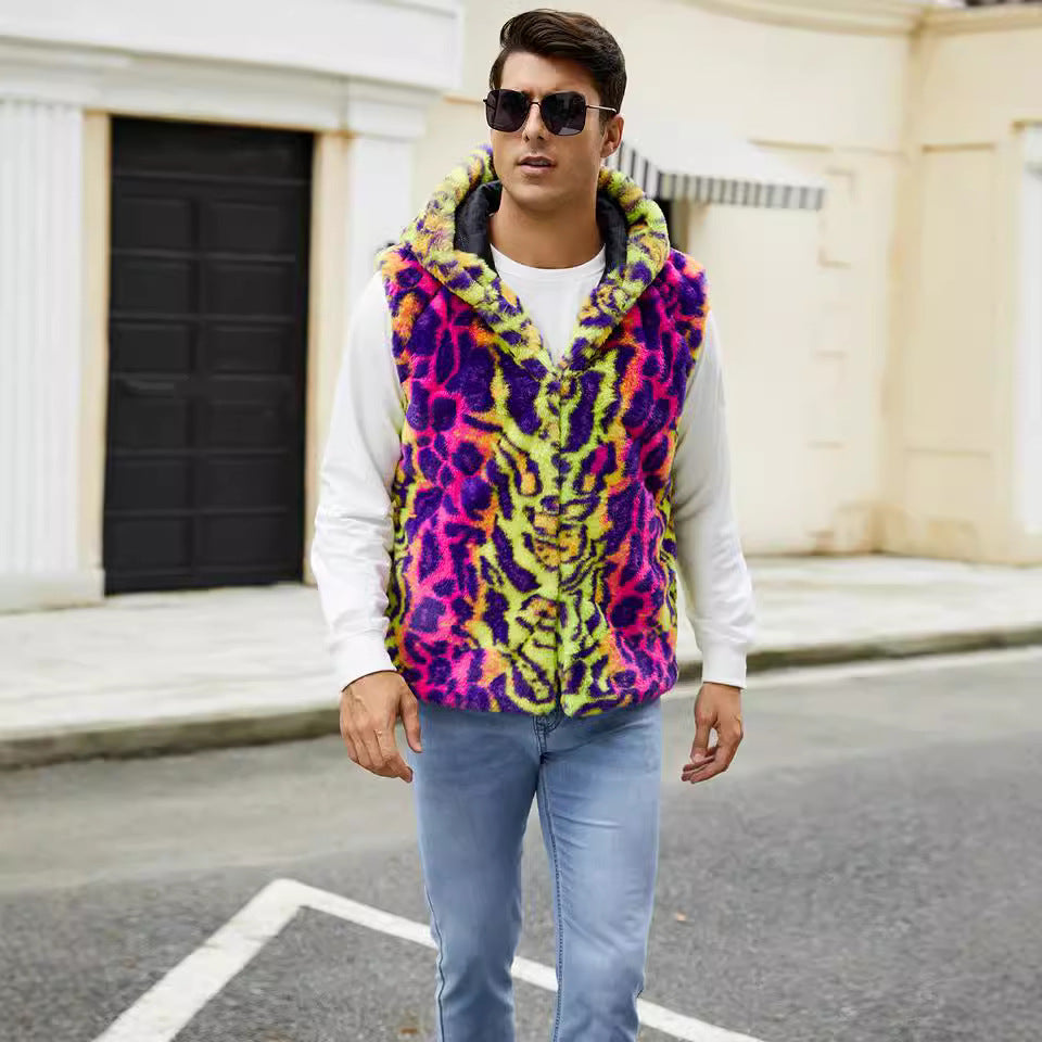 Men's jacket with hood in soft faux fur Lune London