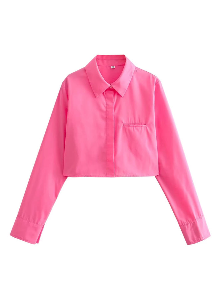 Women's cropped blouse with classic collar Lune London