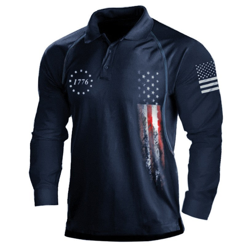 Men's long sleeve polo shirt with a patriotic design and a functional fit Lune London