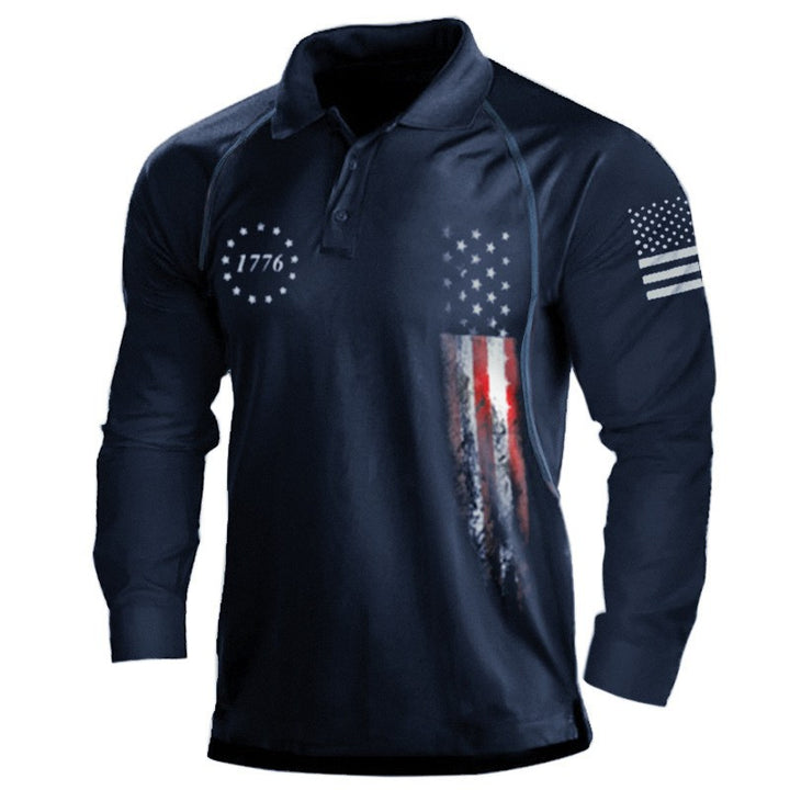 Men's long sleeve polo shirt with a patriotic design and a functional fit Lune London