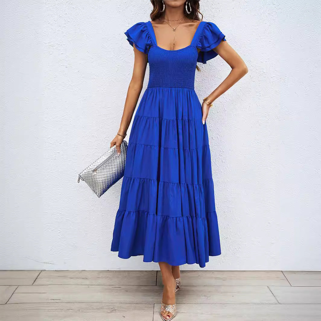 Maxi dress for women with voluminous puff sleeves and a ruched body Chic & Stil