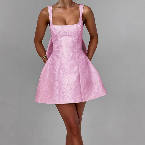 A-line dress for women with floral jacquard pattern and thin straps Lune London