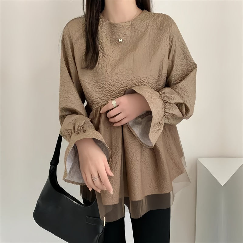 Women Peplum Blouse with Flared Sleeves Lune London