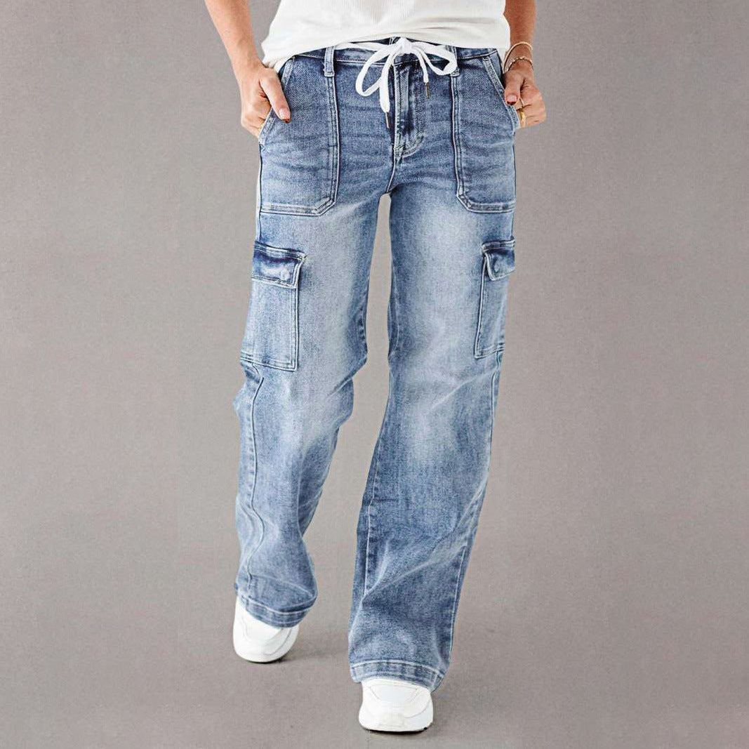 Women's Cargo Jeans with A Casual Cut and Practical Pockets Lune London
