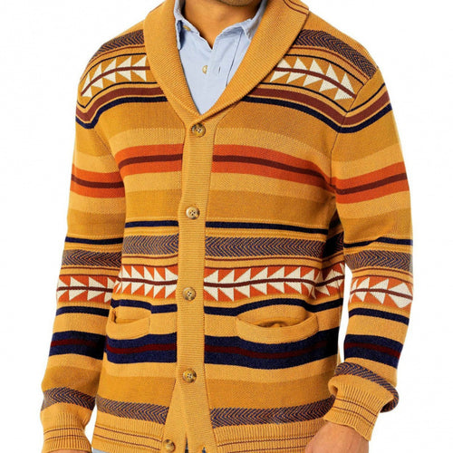 Men's knit jacket with geometric pattern and practical pockets Lune London