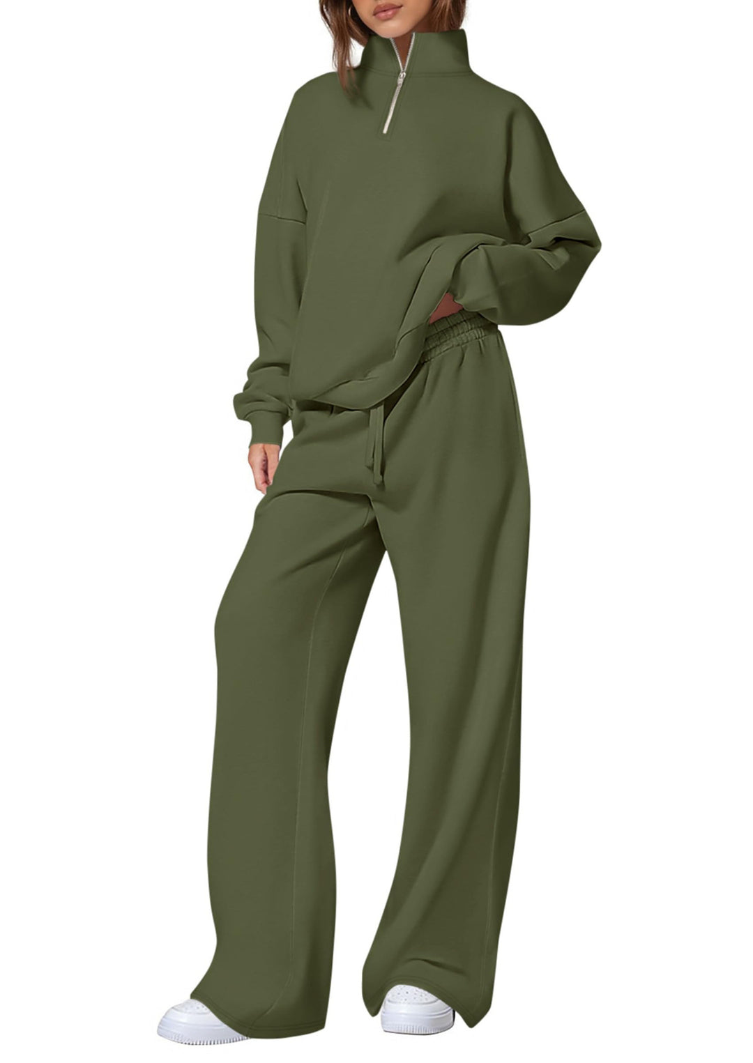 Casual sweatpants set for women with high collar and zipper Lune London